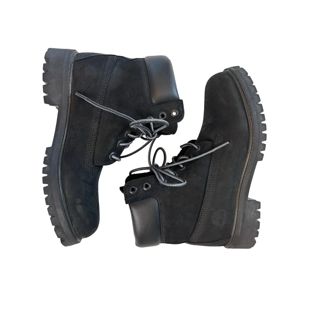 Timberland 6-Inch Premium Waterproof Boots Black Mens 6.5 WIDE Leather 10073